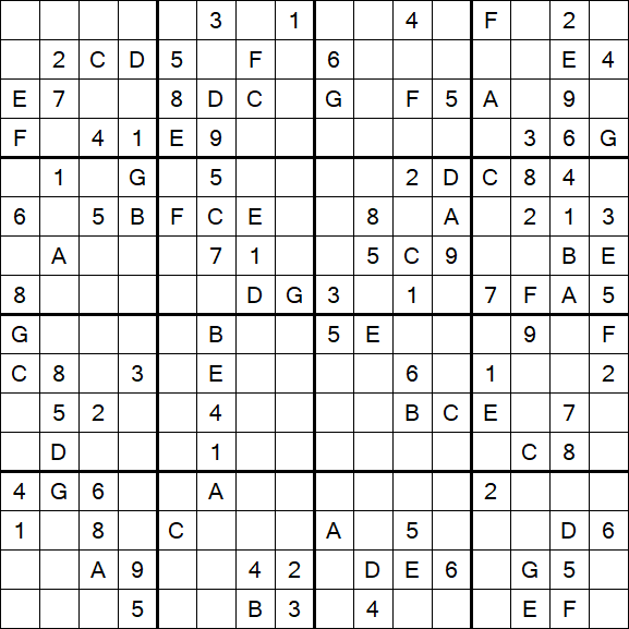 Sudoku 16x16 - Mittel
