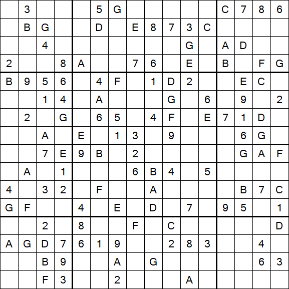 Sudoku 16x16 - Mittel