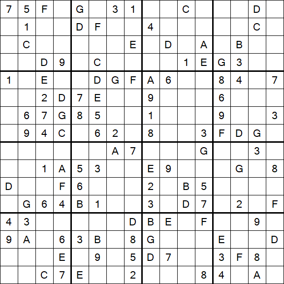 Sudoku 16x16 - Mittel