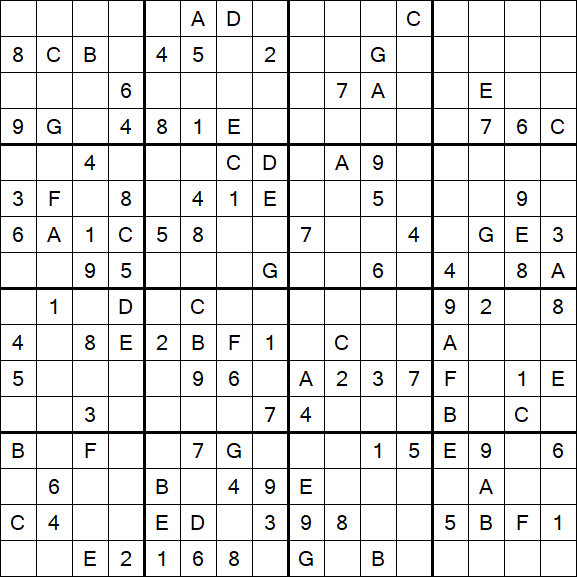 Sudoku 16x16 - Moyen