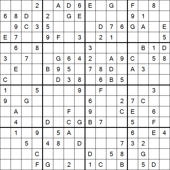Sudoku 16x16 - Mittel