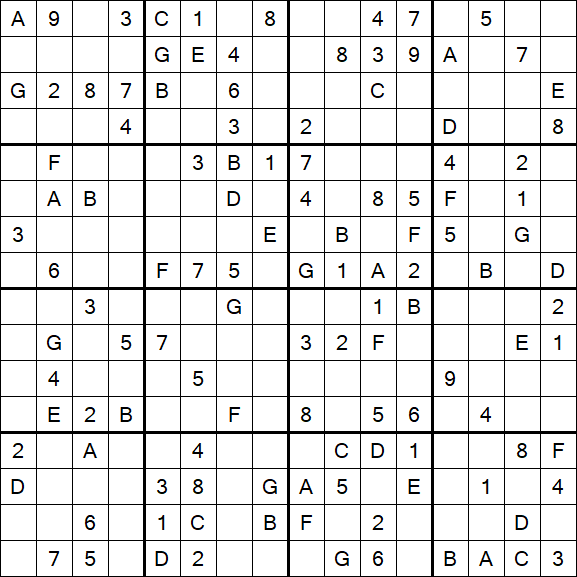 Sudoku 16x16 - Medium