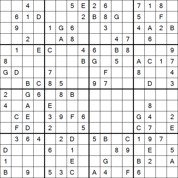 Sudoku 16x16 - Mittel