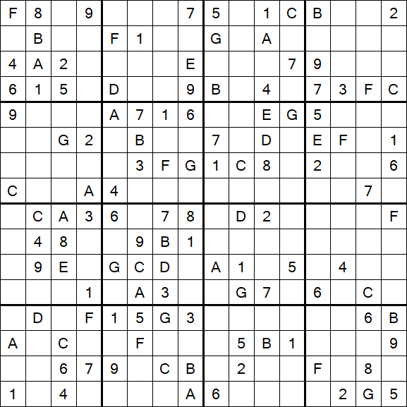 Sudoku 16x16 - Mittel