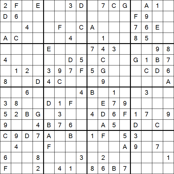 Sudoku 16x16 - Mittel