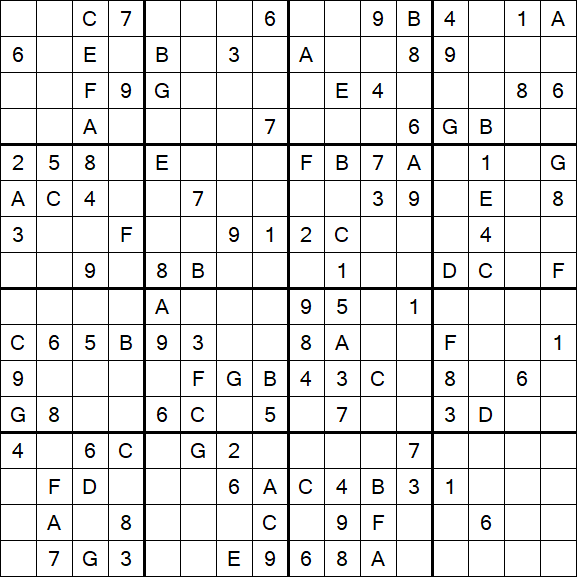 Sudoku 16x16 - Mittel