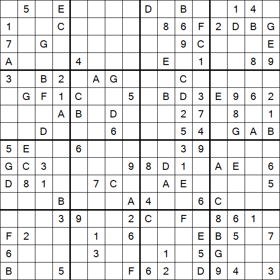 Sudoku 16x16 - Medio