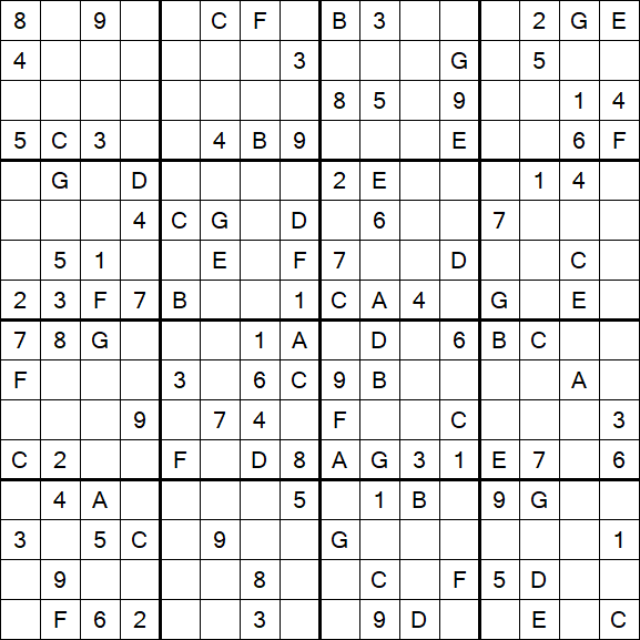 Sudoku 16x16 - Mittel