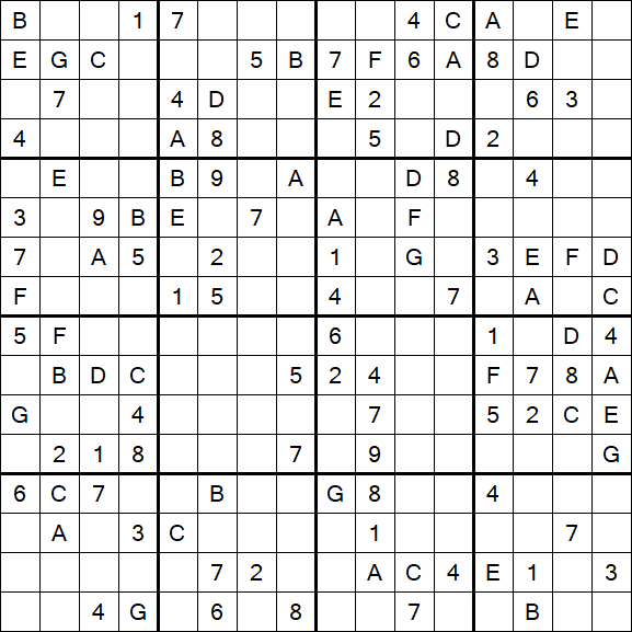 Sudoku 16x16 - Moyen