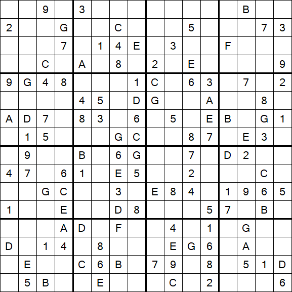 Sudoku 16x16 - Moyen