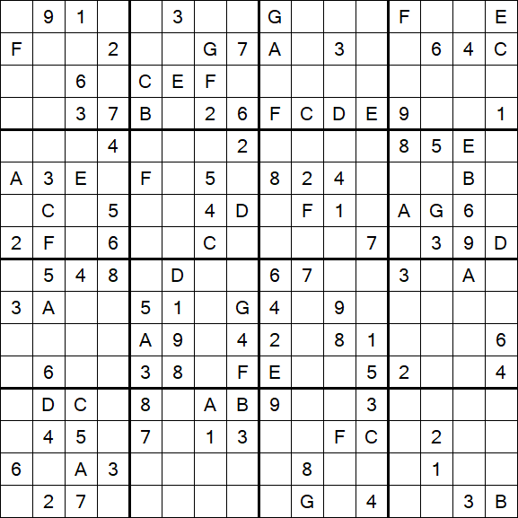 Sudoku 16x16 - Mittel