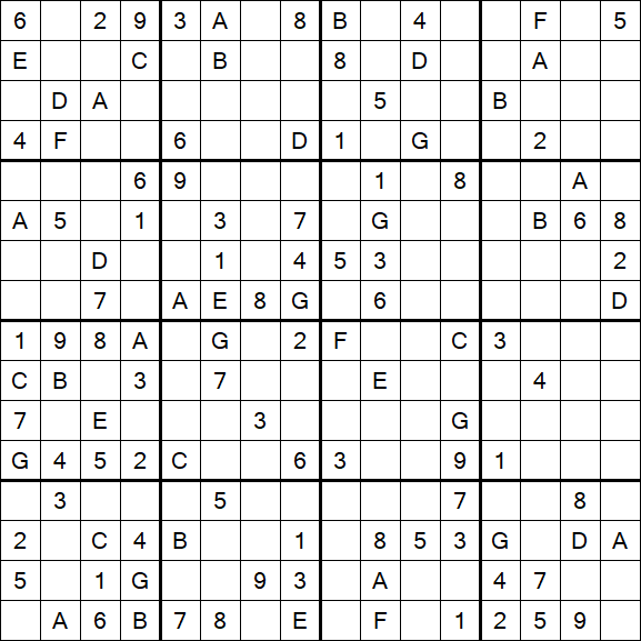 Sudoku 16x16 - Mittel