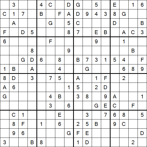 Sudoku 16x16 - Medio