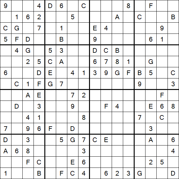 Sudoku 16x16 - Medium