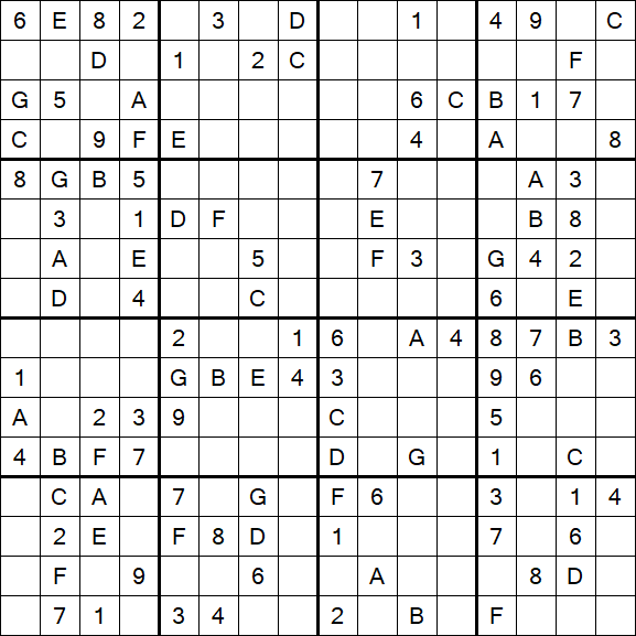 Sudoku 16x16 - Médio