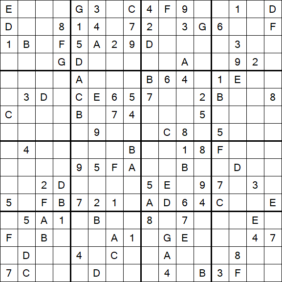 Sudoku 16x16 - Medio