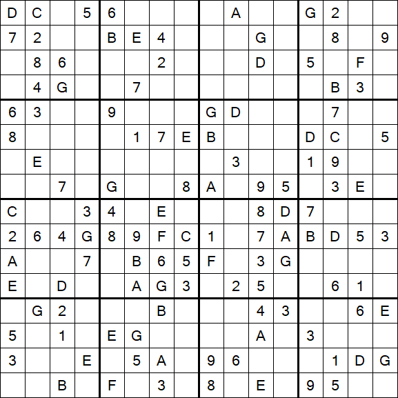 Sudoku 16x16 - Medio