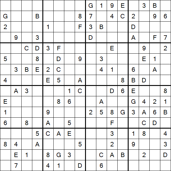 Sudoku 16x16 - Mittel