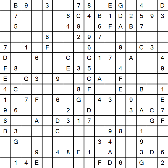 Sudoku 16x16 - Mittel