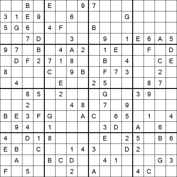 Sudoku 16x16 - Mittel