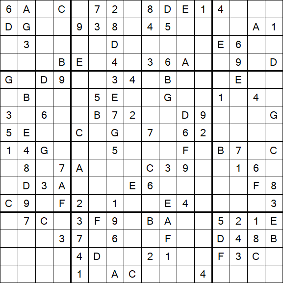 Sudoku 16x16 - Mittel