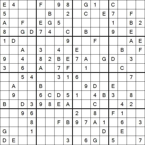 Sudoku 16x16 - Médio
