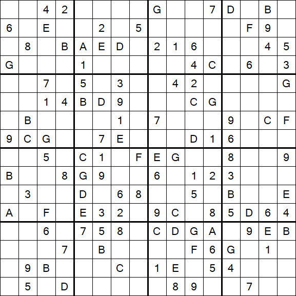 Sudoku 16x16 - Mittel