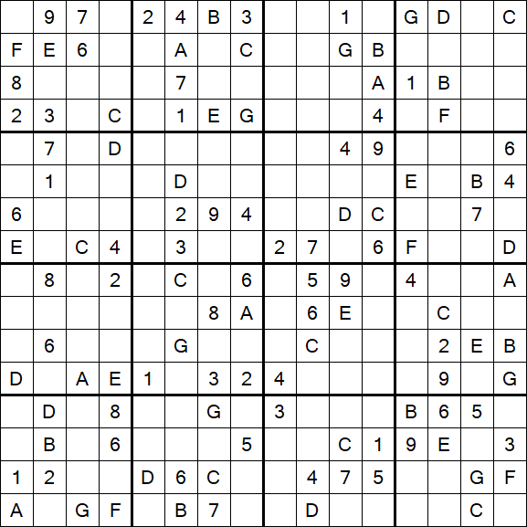 Sudoku 16x16 - Mittel