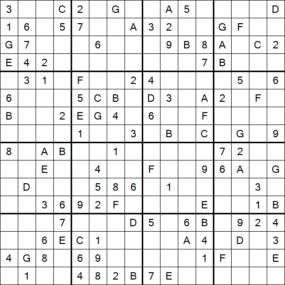 Sudoku 16x16 - Mittel