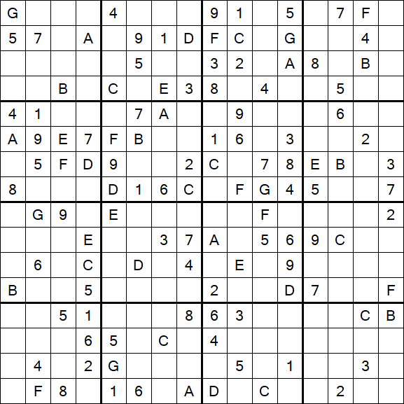 Sudoku 16x16 - Mittel