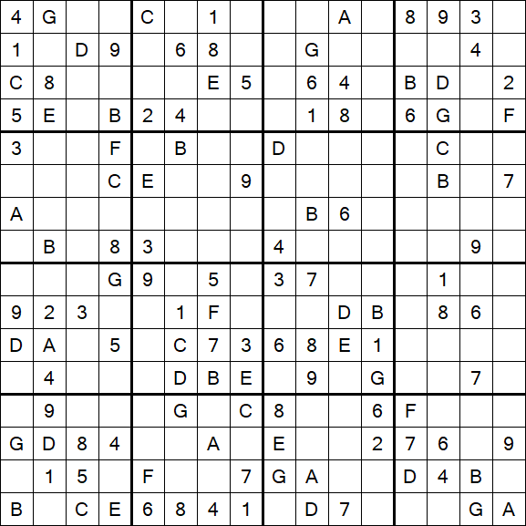 Sudoku 16x16 - Mittel