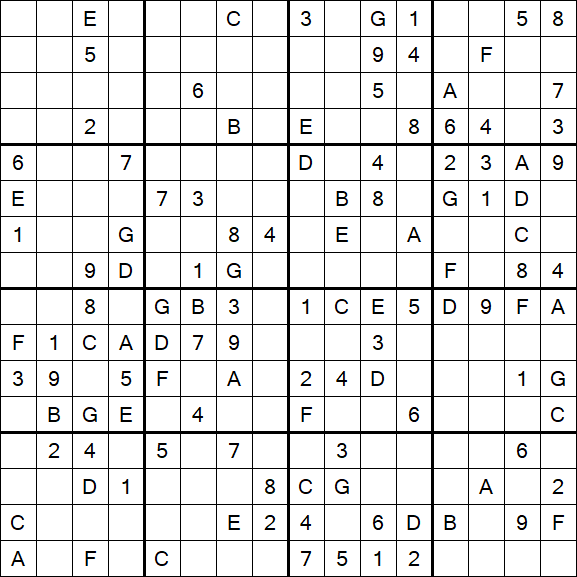 Sudoku 16x16 - Mittel