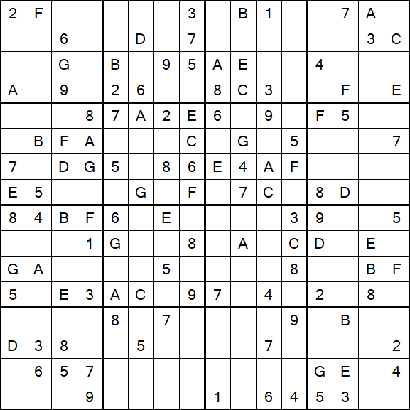 Sudoku 16x16 - Mittel