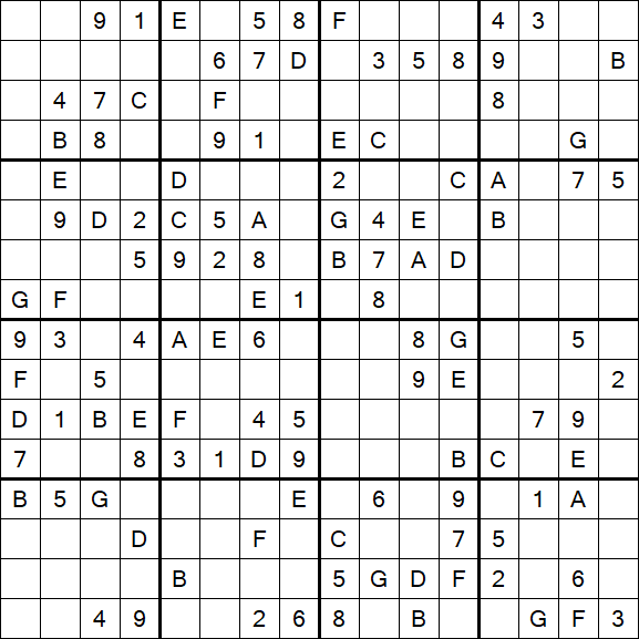 Sudoku 16x16 - Mittel