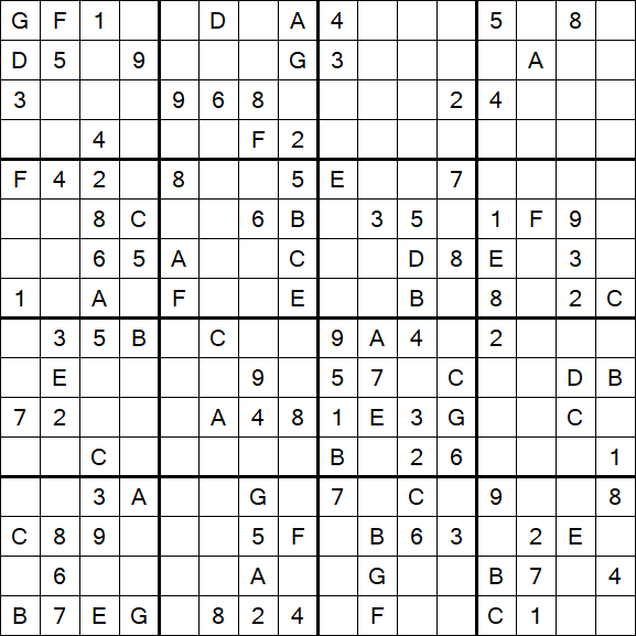Sudoku 16x16 - Mittel