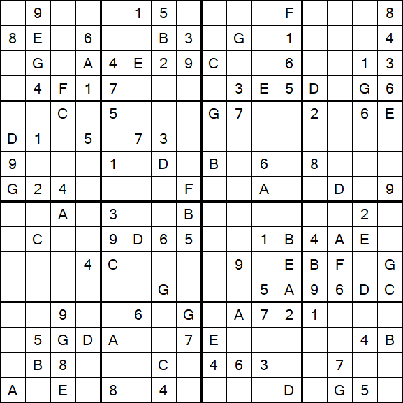 Sudoku 16x16 - Médio