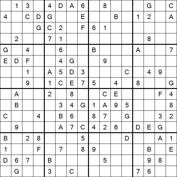 Sudoku 16x16 - Mittel