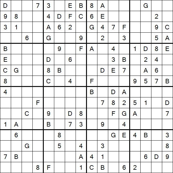Sudoku 16x16 - Mittel