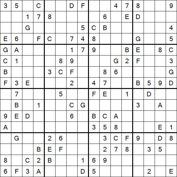 Sudoku 16x16 - Moyen