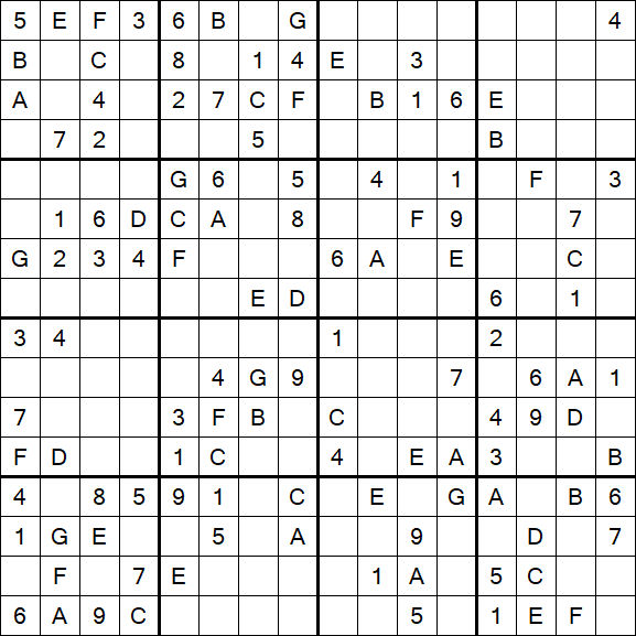 Sudoku 16x16 - Moyen