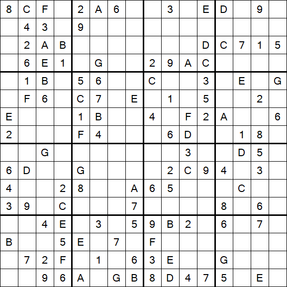 Sudoku 16x16 - Moyen