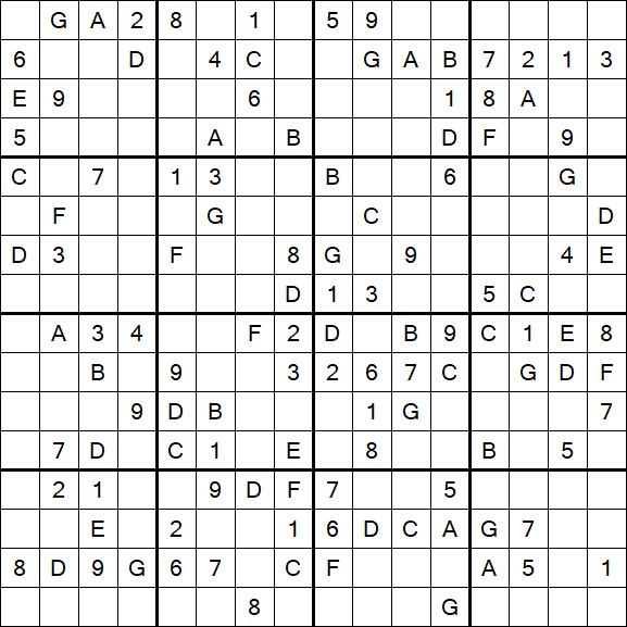 Sudoku 16x16 - Médio