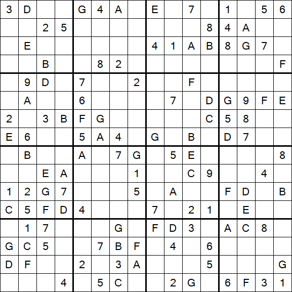 Sudoku 16x16 - Moyen