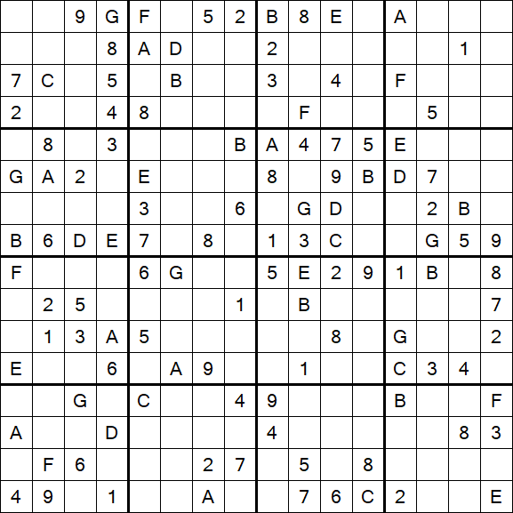 Sudoku 16x16 - Mittel