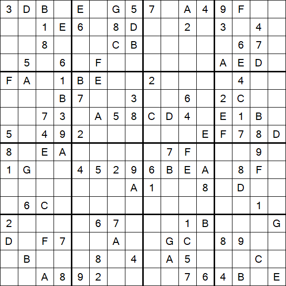 Sudoku 16x16 - Mittel