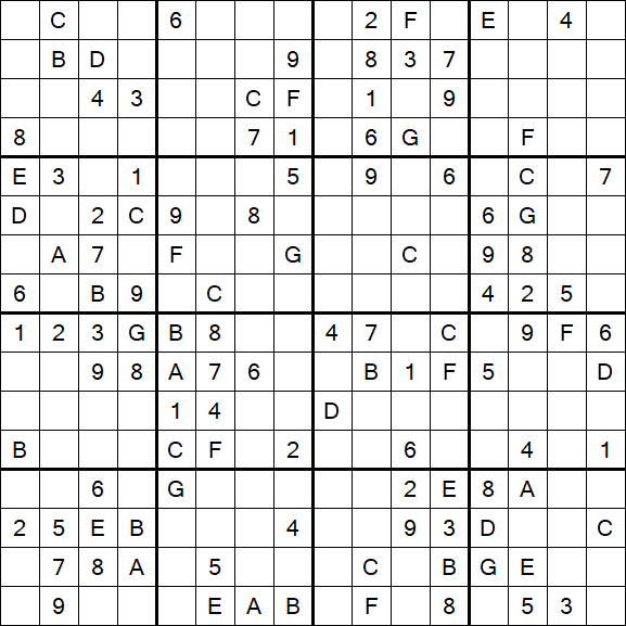 Sudoku 16x16 - Médio