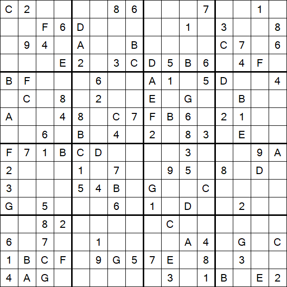 Sudoku 16x16 - Médio