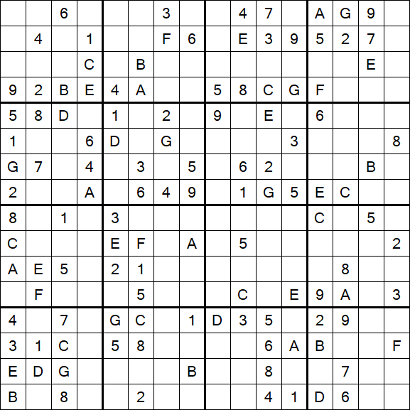 Sudoku 16x16 - Médio