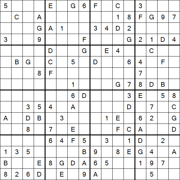 Sudoku 16x16 - Médio