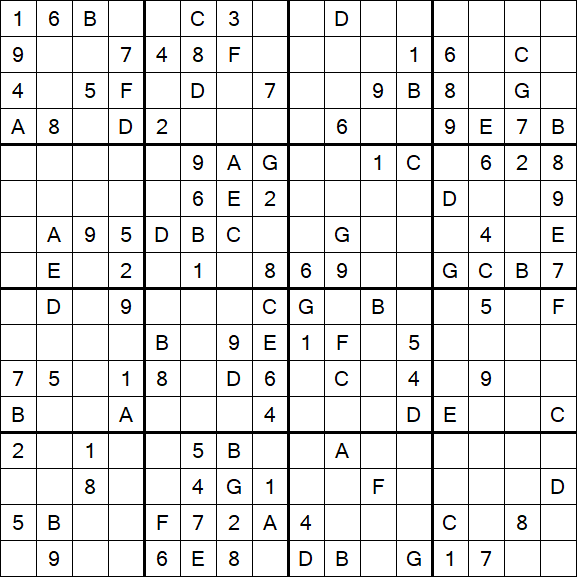 Sudoku 16x16 - Médio